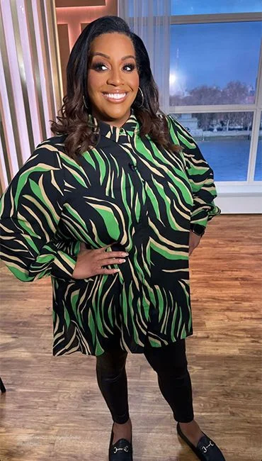 Live Unlimited Green Zebra Print Blouse UK 26 Modern Work Blouse