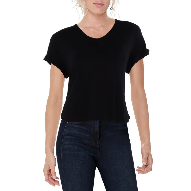 Coin 1804 Womens V-Neck Rolled Sleeve Blouse Balloon Sleeve Blouse