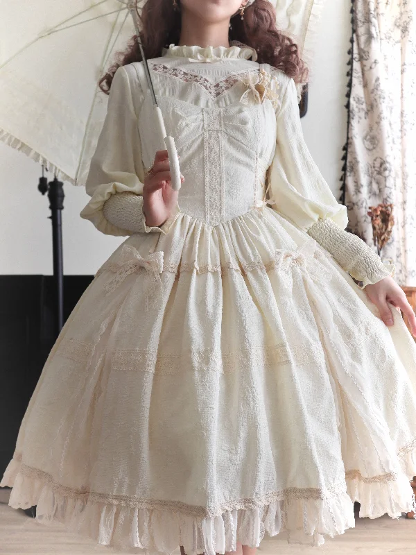 (Buyforme)White Tea Story~Elegant Black and White Lolita JSK and Blouse Balloon Sleeve Blouse