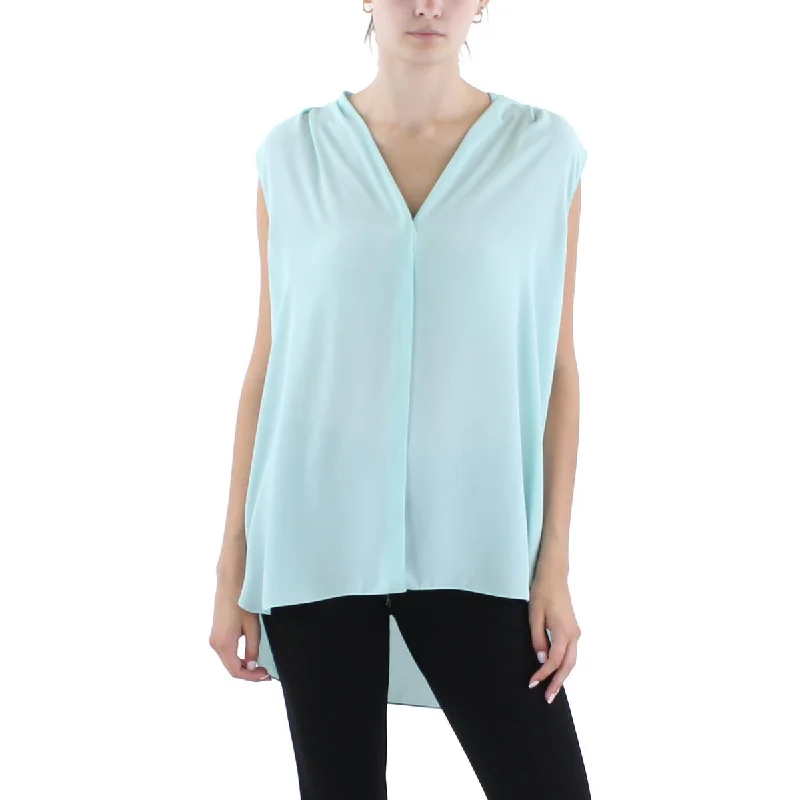 Elie Tahari Womens Georgette Button Front Blouse Balloon Sleeve Blouse