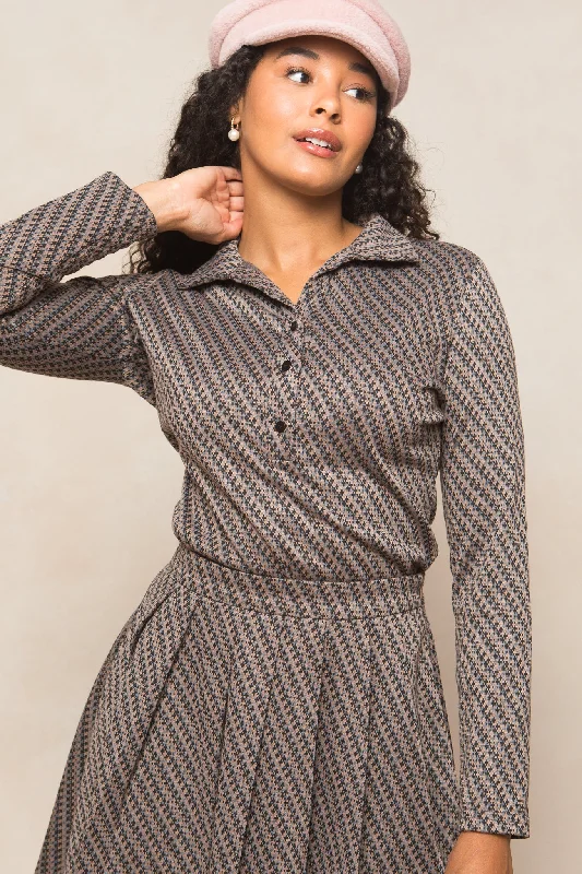 Piper Blouse in Houndstooth Short Sleeve Blouse