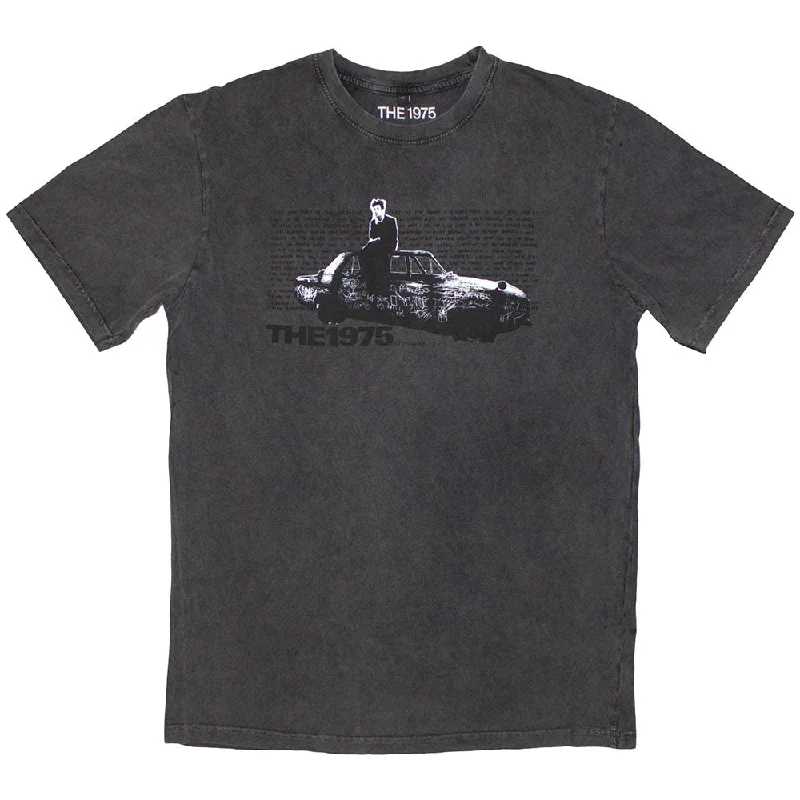 The 1975 | Official Stone Wash Band T-Shirt | Car Photo Stone Wash Polka Dot Checkered Tartan