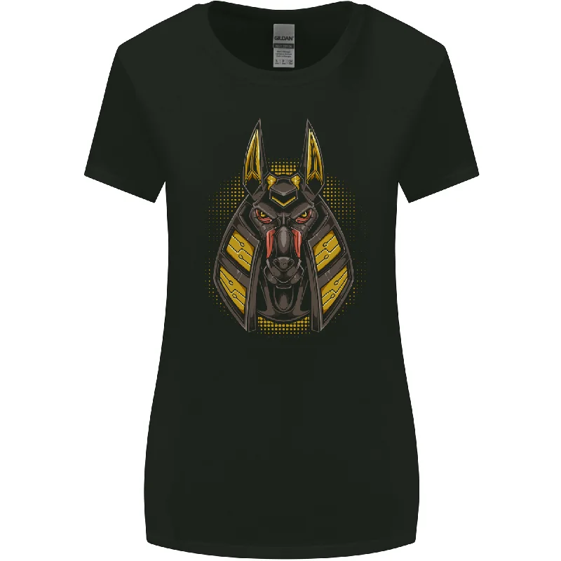 Anubis Egyptian God Womens Wider Cut T-Shirt Silk Blend Satin Velvet