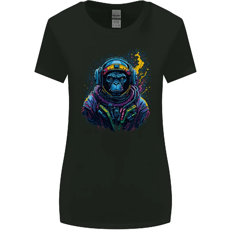 Astro Kong Spaceman Ape Astronaut Womens Wider Cut T-Shirt Graphic T-Shirt Round Neck Polyester