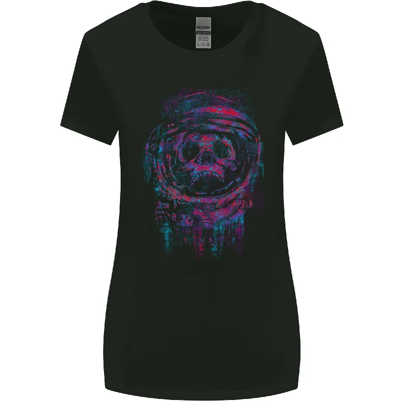 Astro Skull Astronaut Space Womens Wider Cut T-Shirt Mesh Canvas Denim