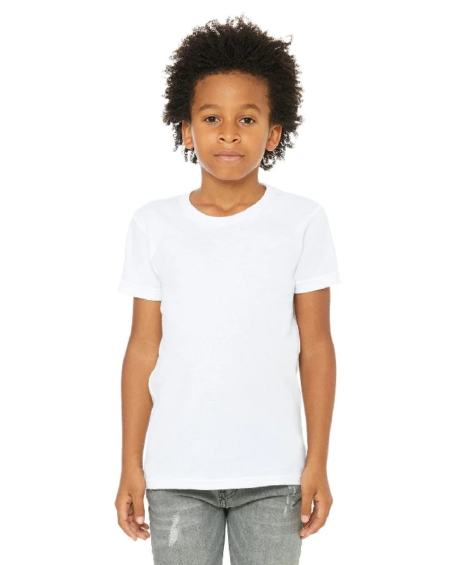 Bella+Canvas Youth Short Sleeve T-Shirt | White Fleece Nylon Spandex