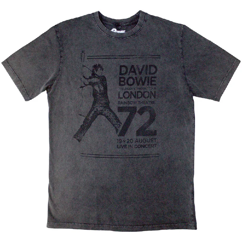 David Bowie | Official Stone Wash Band T-Shirt | Rainbow Theatre Stone Wash Hooded Caped Shawl Collar