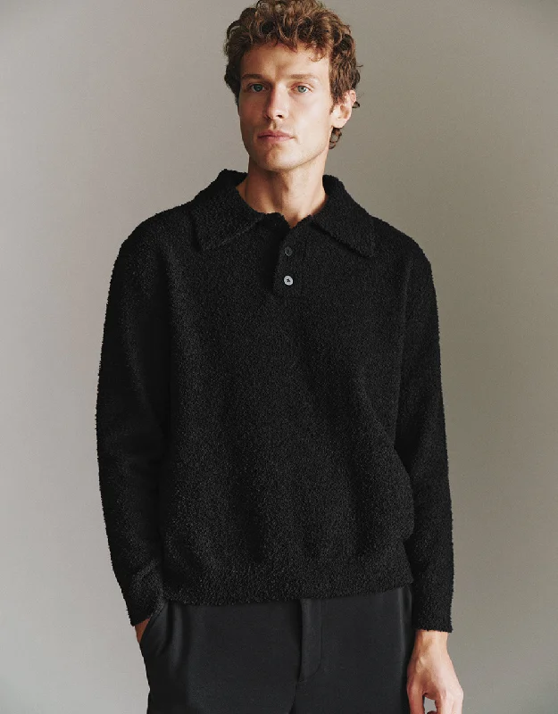 Button Half Placket Knitted T-Shirt Hooded Caped Shawl Collar