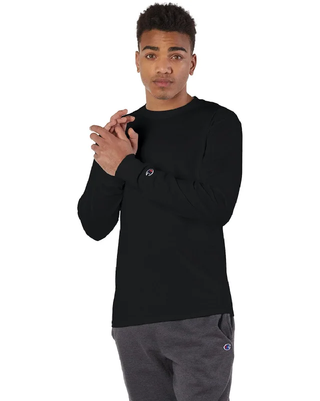 Champion Long Sleeve Tagless T-Shirt | Black Polka Dot Checkered Tartan