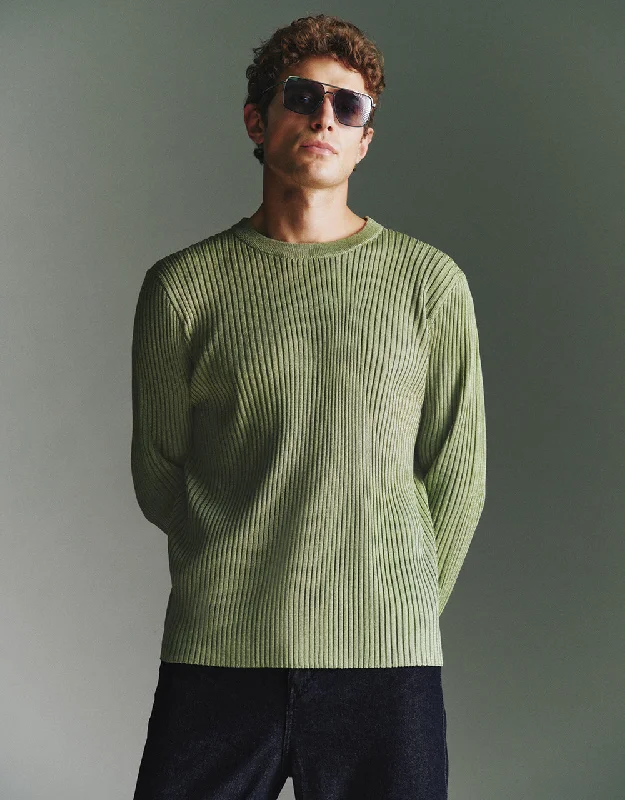 Crew Neck Knitted T-Shirt Polka Dot Checkered Tartan