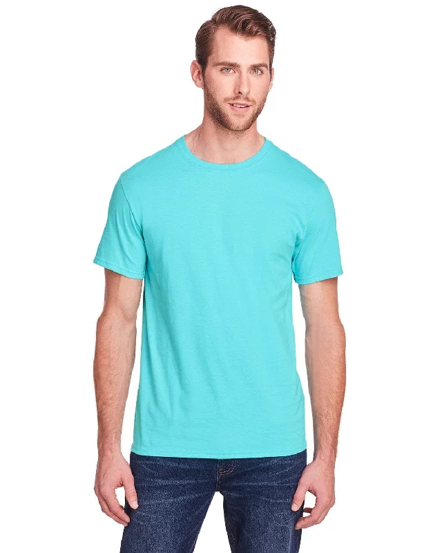 Fruit of the Loom Adult ICONIC T-Shirt | Scuba Blue Lace Blend Ribbed Blend Corduroy Blend