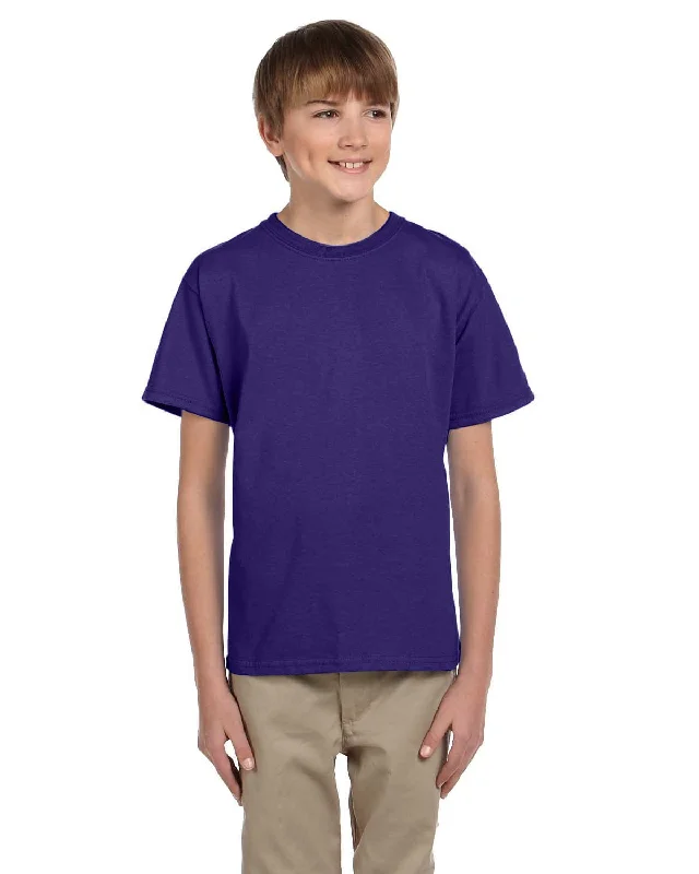 Fruit of the Loom Youth T-Shirt | Deep Purple Wool Fabric Cashmere Fabric Tweed Fabric