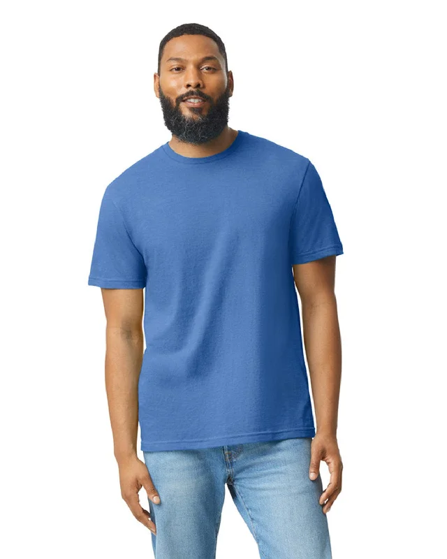 Gildan Mens Softstyle CVC T-Shirt | Royal Mist Cotton Fabric Linen Fabric Terry Fabric