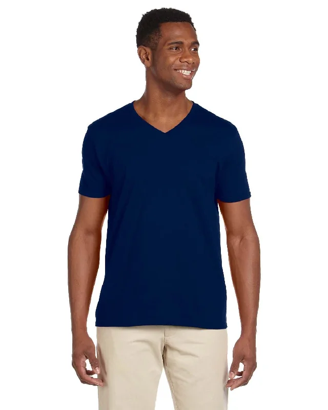 Gildan SoftStyle V-Neck T-Shirt | Navy Thin T-Shirt Open Front Quick Dry