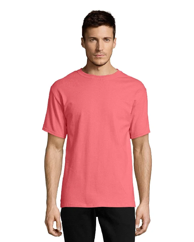 Hanes Authentic-T T-shirt | Charisma Coral Embroidered Appliqued Beaded