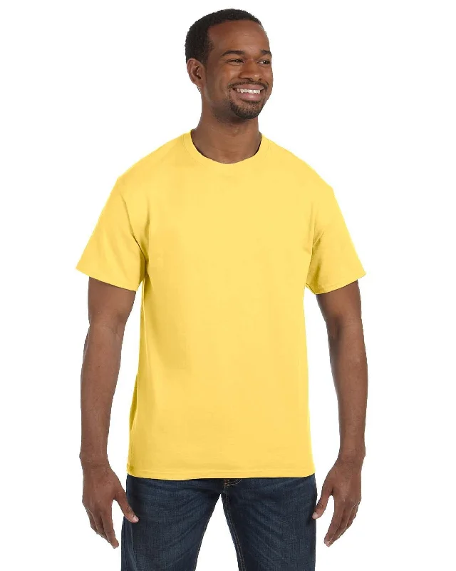 Hanes Authentic-T T-shirt | Daffodil Yellow Houndstooth Herringbone Solid