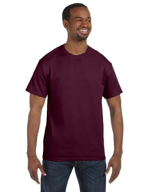 Hanes Authentic-T T-shirt | Maroon Graphic Embroidered Appliqued