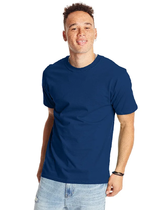 Hanes Beefy-T T-Shirt | Regal Navy Welt Pockets Slit Pockets