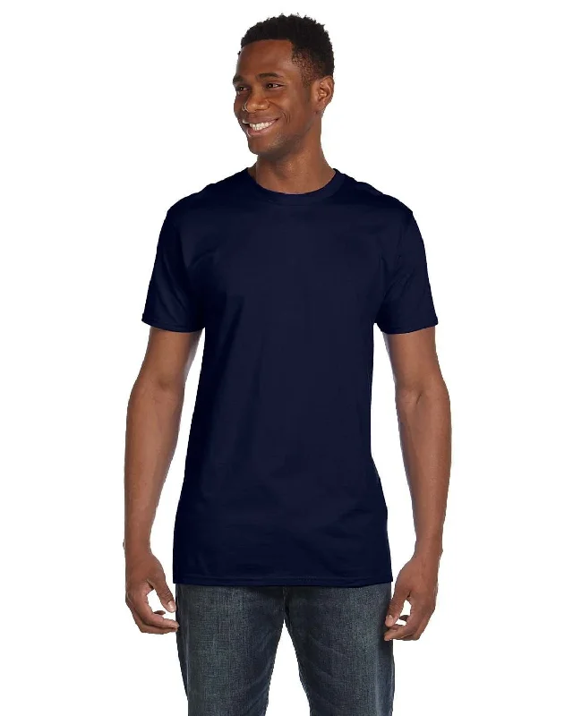 Hanes Combed Cotton T-Shirt | Navy Notch Collar Peter Pan Collar Cowl Neck