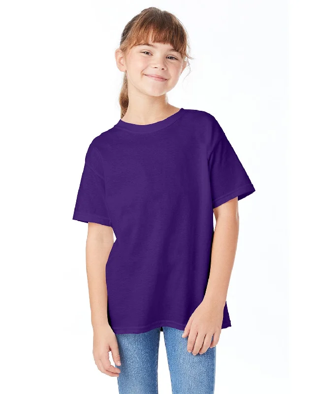 Hanes Youth ComfortSoft T-Shirt | Athletic Purple Fleece Nylon Spandex