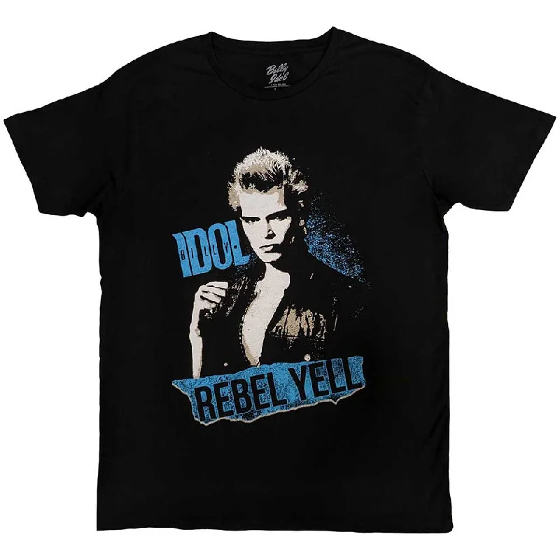 Billy Idol | Official Band T-Shirt | Rebel Yell Blue Print Jacquard Patchwork