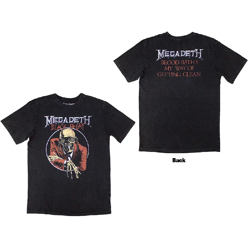 Megadeth | Official Stone Wash Band T-Shirt | Black Friday Stone Wash (Back Print) Solid Color Striped Floral