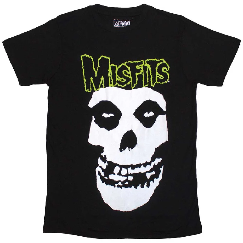 Misfits | Official Band T-Shirt | Skull & Logo Ribbed T-Shirt High Neck Heavyweight