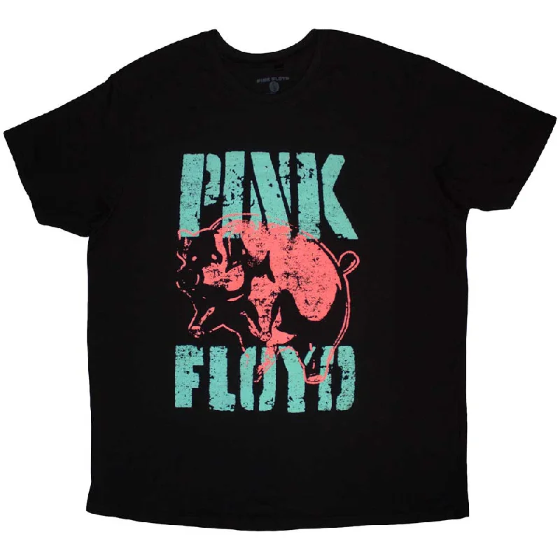 Pink Floyd | Official Band T-Shirt | Big Pig Striped Floral Plaid