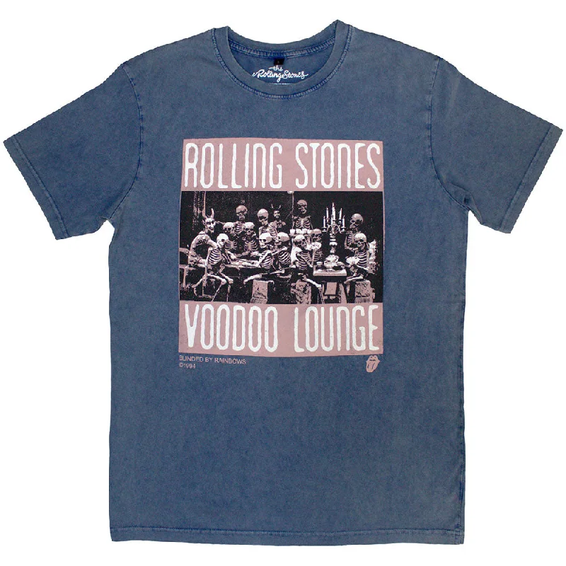 The Rolling Stones | Official Stone Wash Band T-Shirt | Voodoo Skulls Stone Wash Graphic T-Shirt Round Neck Polyester