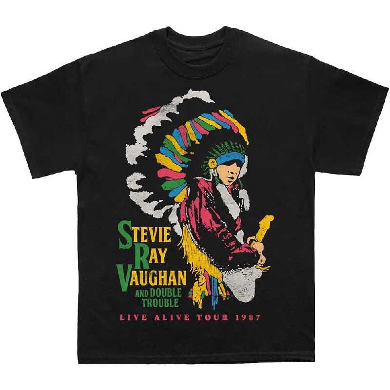 Stevie Ray Vaughan | Official Band T-Shirt | Double Trouble Beaded Sequined Faux Fur