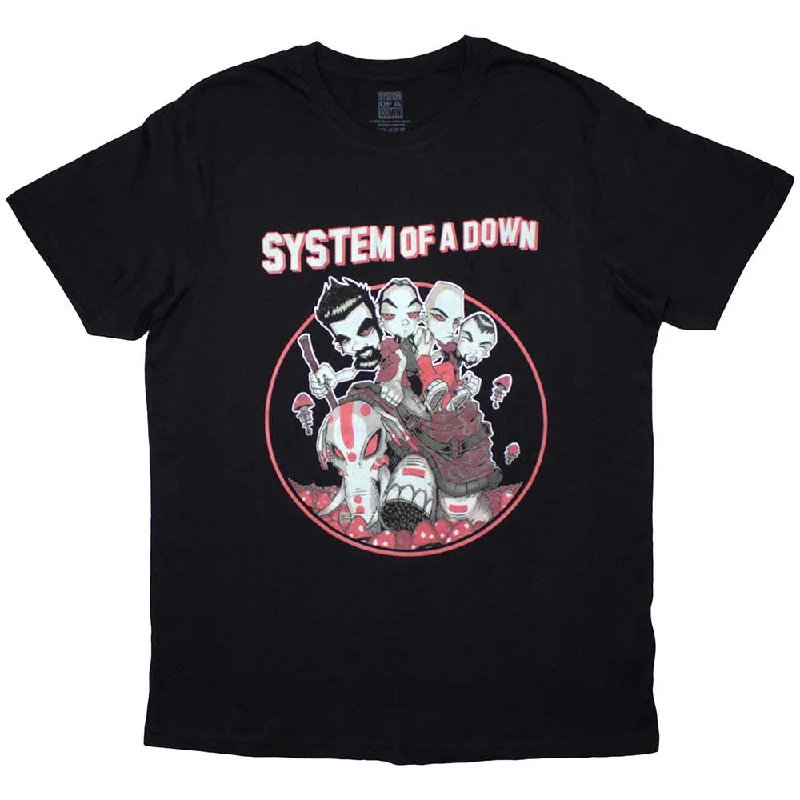 System Of A Down | Official Band T-Shirt | Mushroom People Nylon Fabric Polyester Fabric Spandex Fabric