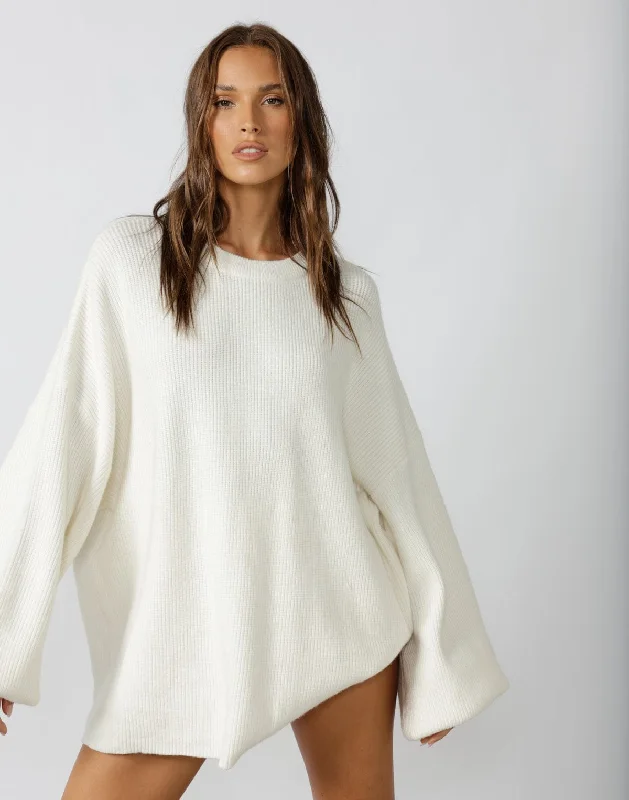 Cody Oversized Jumper (Cream) Stretchy Elastic Breathable