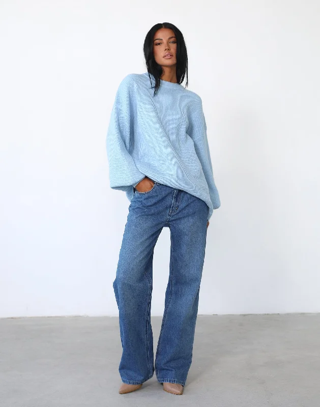 Cody Oversized Jumper (Powder Blue) Silk Blend Satin Velvet