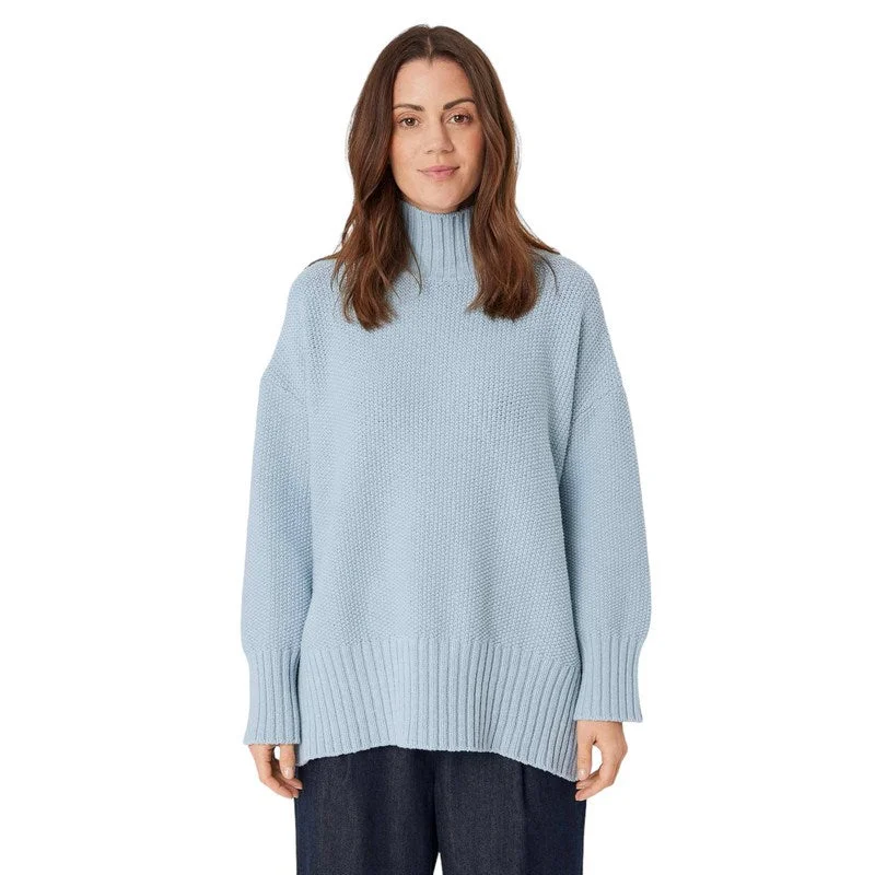 Frydah Cotton Mix Jumper in Blue Fog Faux Fur Fabric Real Fur Fabric Shearling Fabric