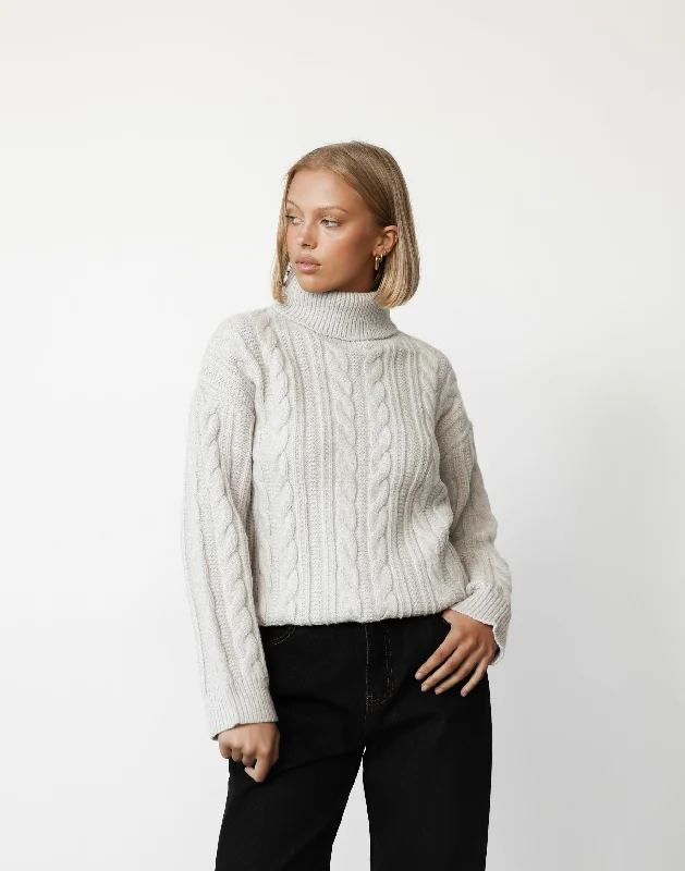 Kian Knit Jumper (Grey) Toggled Drawstring Belted