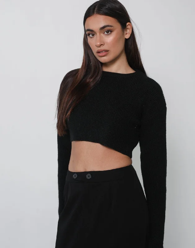 Matteo Jumper (Black) Mesh Sweater Canvas Denim