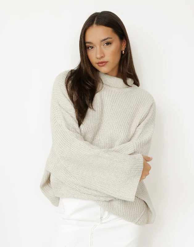 Shane Jumper (Oatmeal) High Neck Crew Neck V-Neck