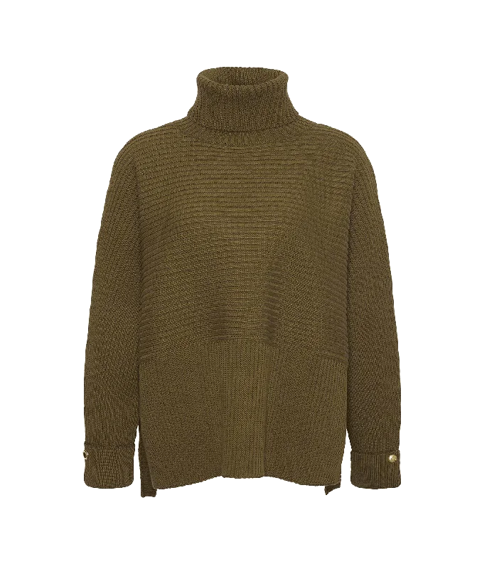 Roberta Roll Neck Jumper - Green Thin Thick Dense