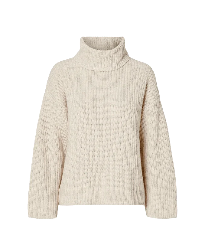 Oversized Chunky Knitted Jumper - Cream Casual Formal Business