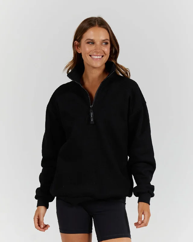 Muscle Republic | Sports 1/4 Zip Jumper - Black Layered Multi-layer Single Layer