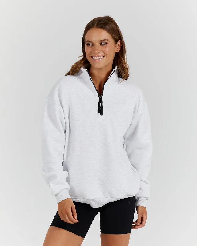 Muscle Republic | Sports 1/4 Zip Jumper - Snow Grey Transparent Opaque Sheer