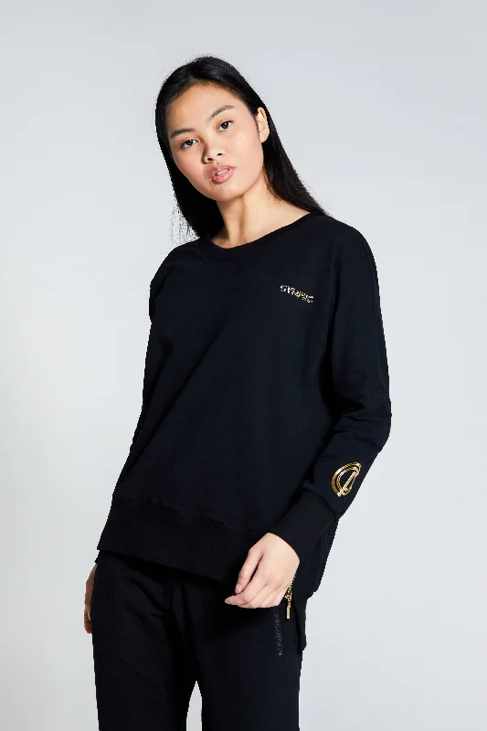 Womens - Essential Jumper - Black Elasticated Padded Insulated