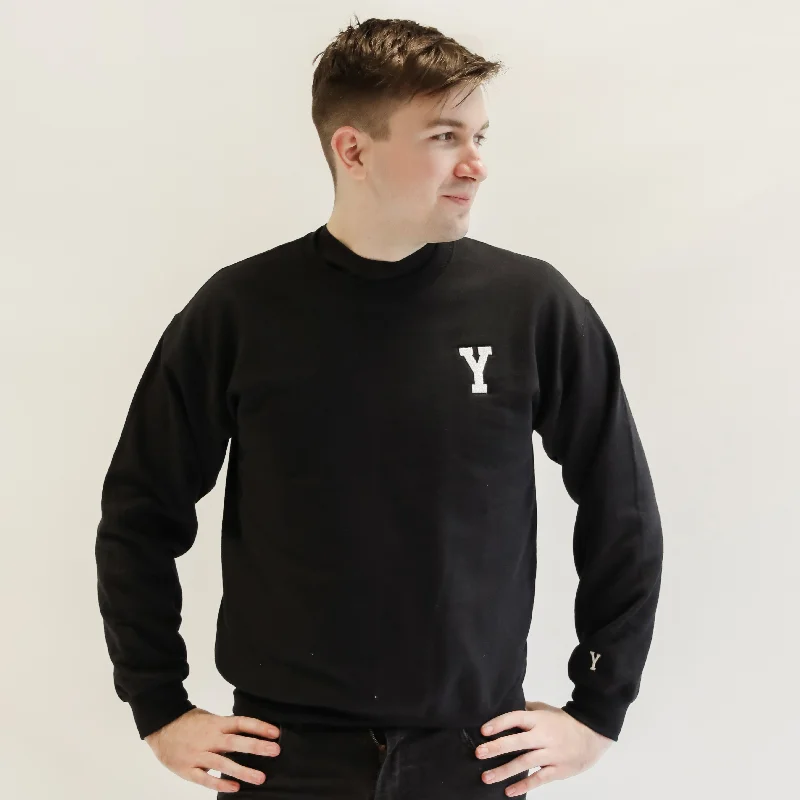 Y Varsity Crew Neck Jumper - Black Neon Metallic Matte