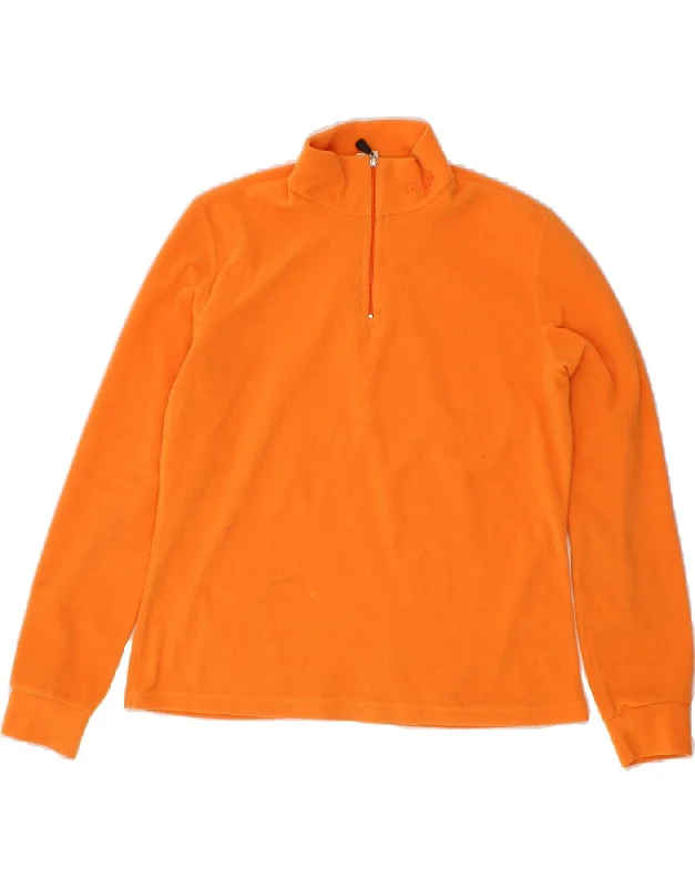 COLMAR Womens Zip Neck Fleece Jumper UK 12 Medium Orange Polyester Spandex Rayon Corduroy