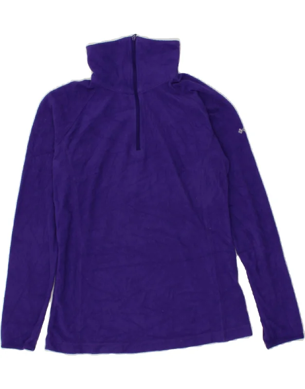 COLUMBIA Womens Zip Neck Fleece Jumper UK 10 Small Purple Polyester Elasticated Padded Insulated