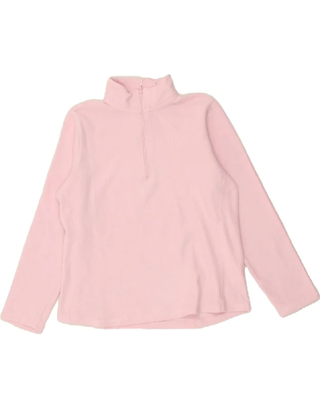 GAP Womens Zip Neck Fleece Jumper UK 16 Large Pink Polyester Transparent Opaque Sheer