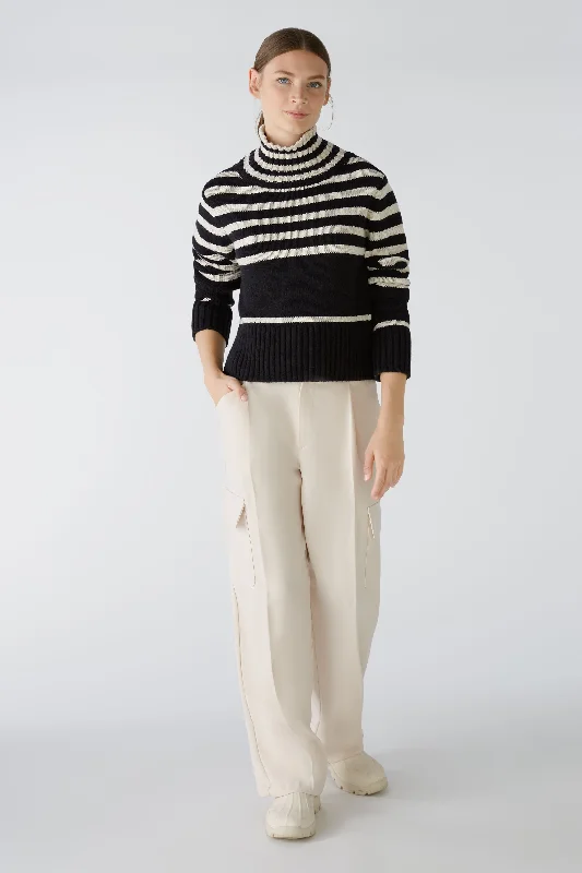 High Neck Stripe Jumper Terry Terry Cloth Terry Knit