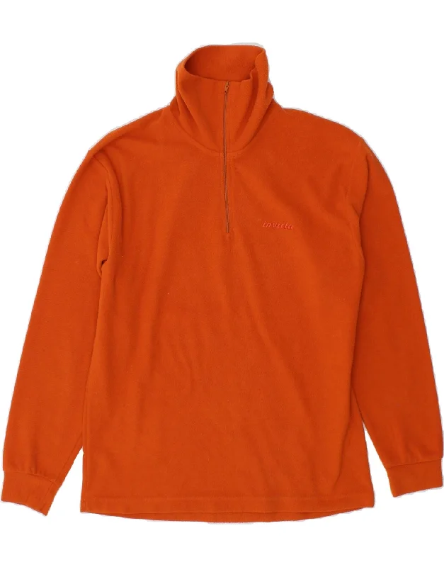 INVICTA Womens Zip Neck Fleece Jumper UK 10 Small Orange Polyester Slim Fit Regular Fit Oversized