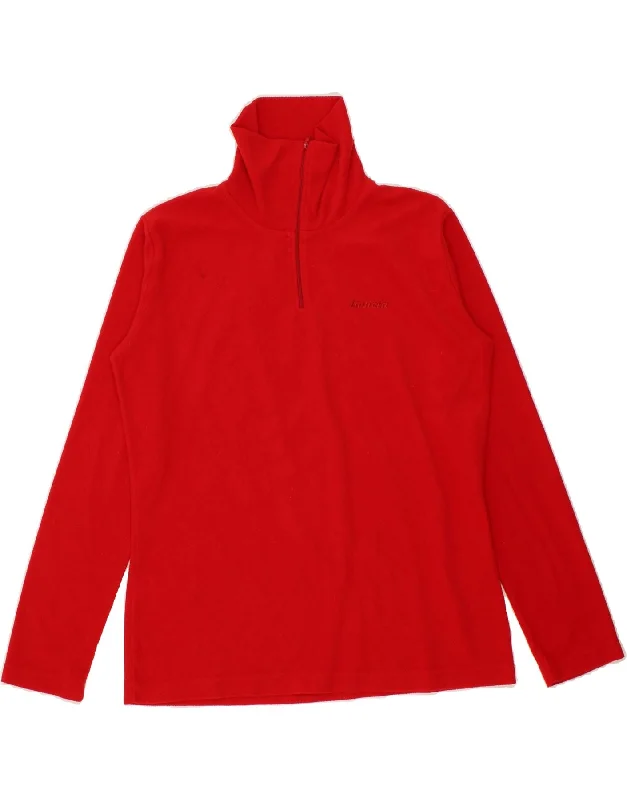 INVICTA Womens Zip Neck Fleece Jumper UK 16 Large Red Oversized Loose Flowy