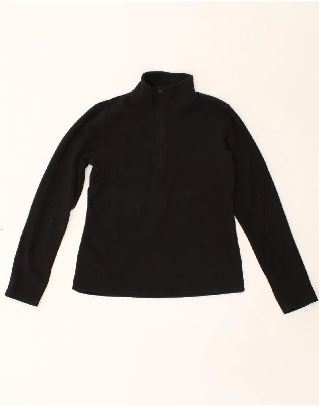 MOUNTAIN WAREHOUSE Womens Zip Neck Fleece Jumper UK 10 Small Black Stylish Fashionable Trendy